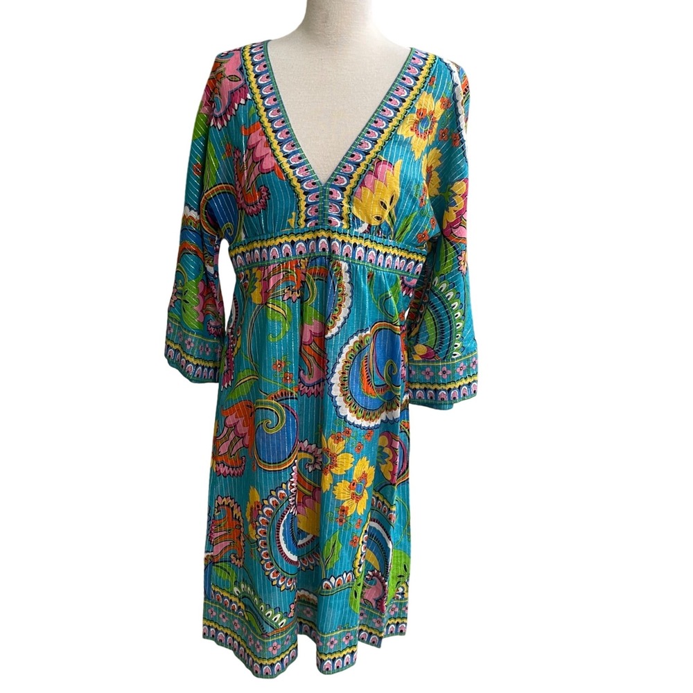 Trina Turk Santa Cruz‎ Tunic Top Swimsuit Coverup Psychedelic Mini Dress size 8